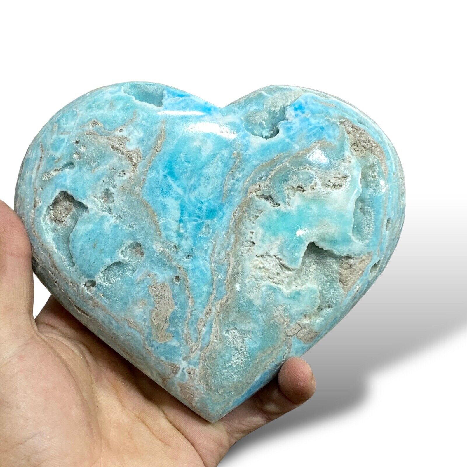 1.2KG - Blue Aragonite Heart Healing Crystal Natural Blue Crystal Reiki Stone