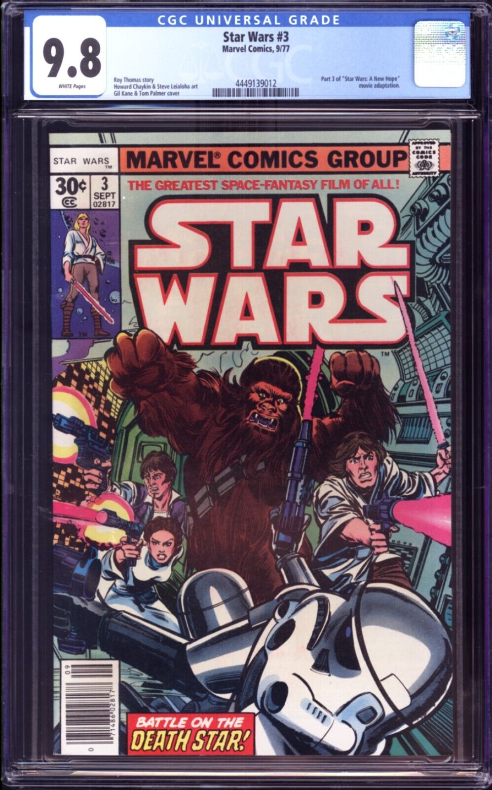 STAR WARS #3 CGC 9.8 WHITE PAGES    HIGHEST CERTIFIED COPY