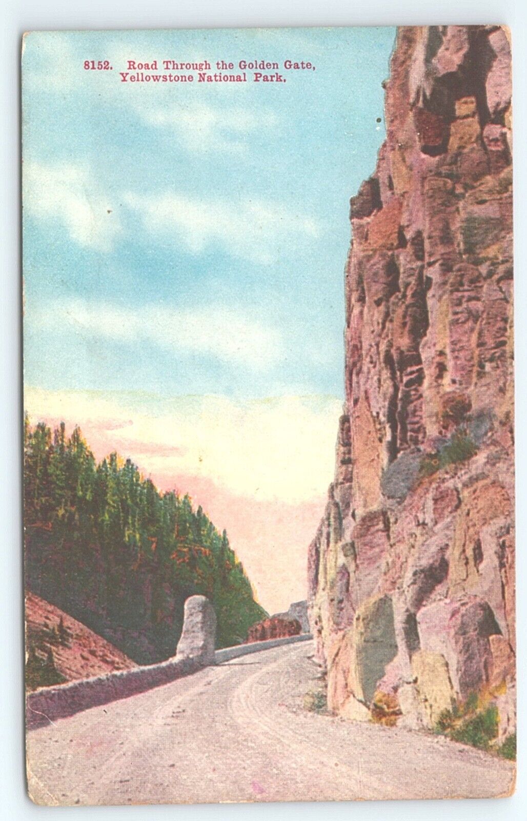Postcard Road Through Golden Gate Yellowstone National Park posted 1911