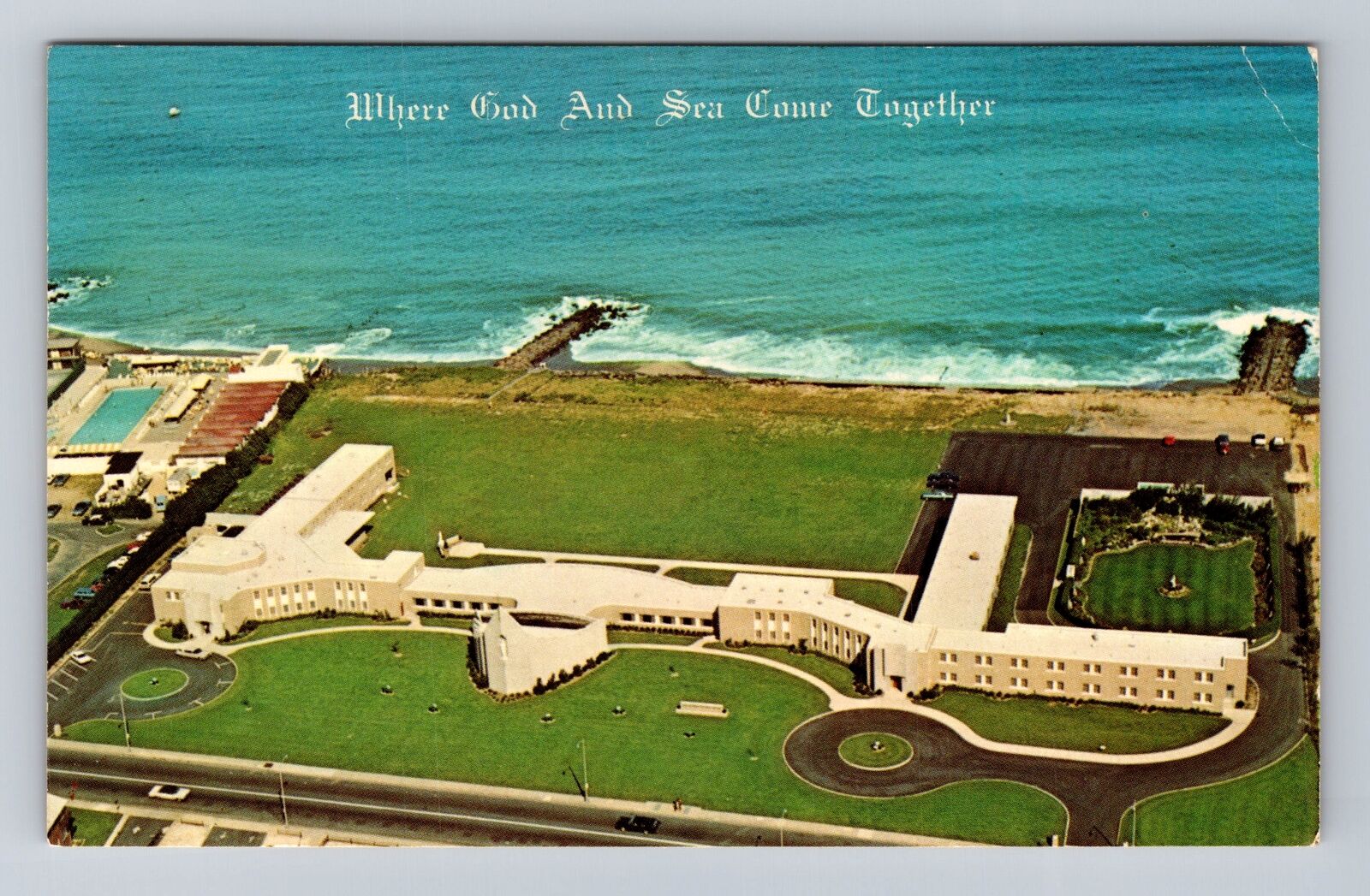 West End NJ-New Jersey, San Alfonso Retreat House, Aerial View Vintage Postcard