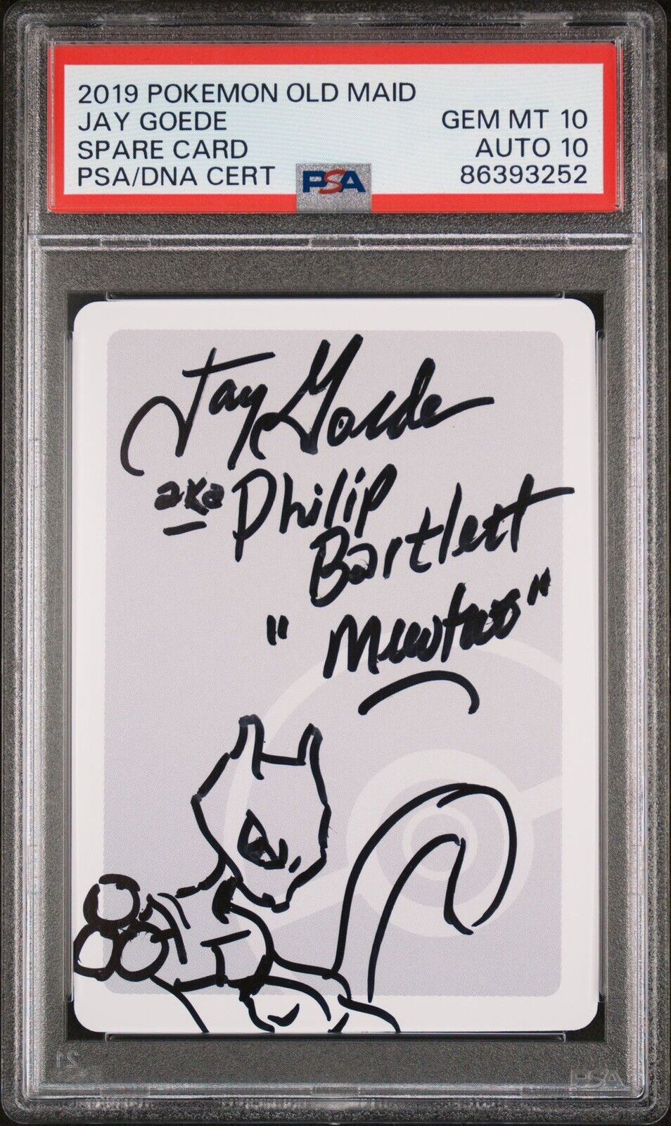 2019 Pokemon Old Maid Japanese Spare Card MEWTWO SIGNED AUTO 10 JAY GOEDE PSA 10