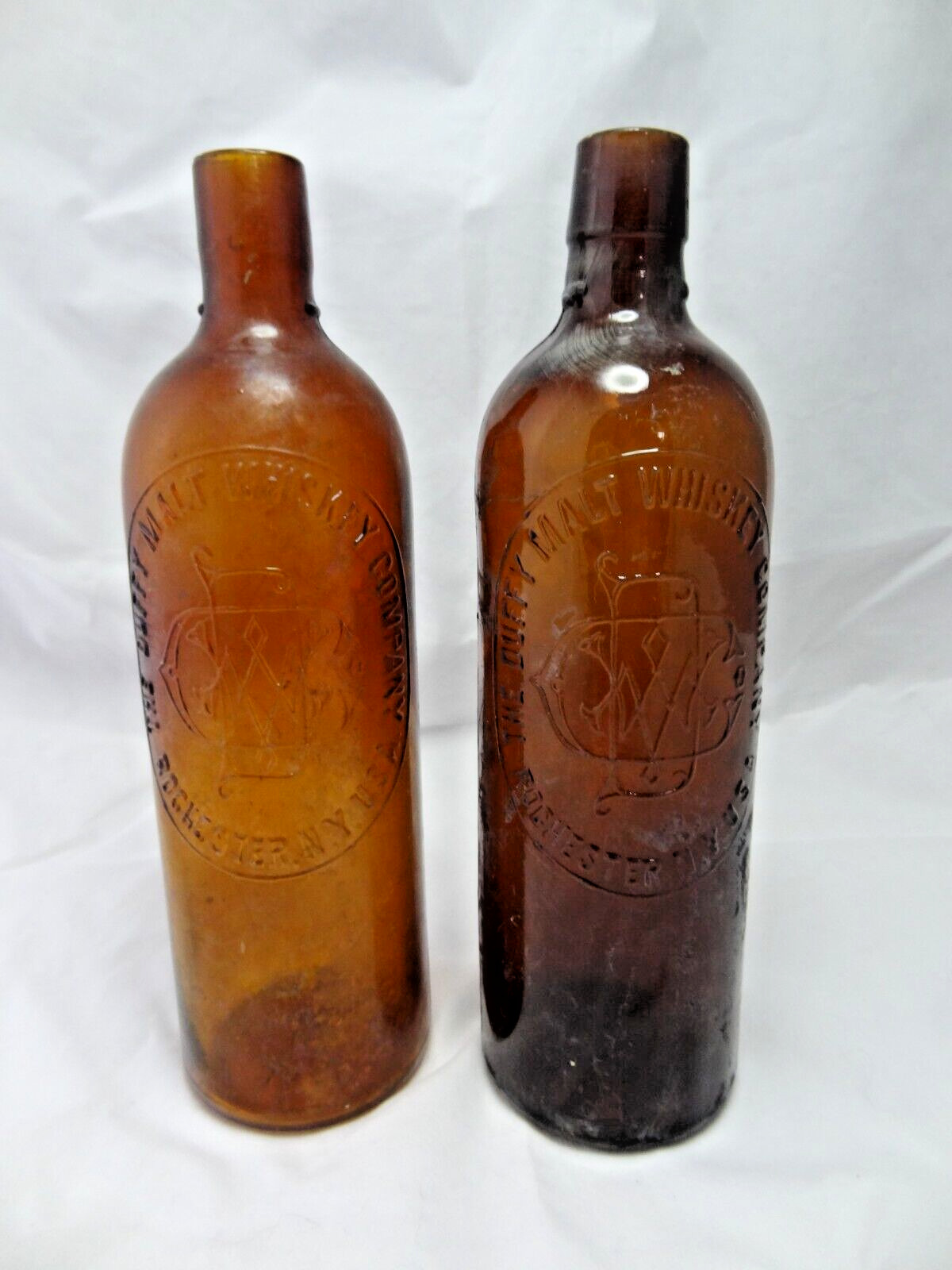 2 Liquor Bottles The Duffy Malt Whiskey Company Rochester NY USA Pat.d 1886