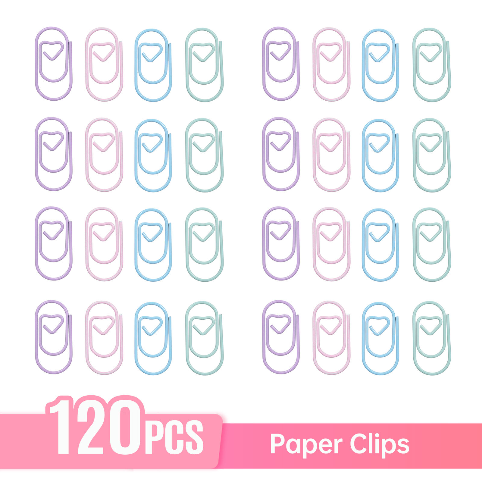 120pcs Paper Clips Heart Paper Clips Small and Cute Love Shaped Paperclips N5I2