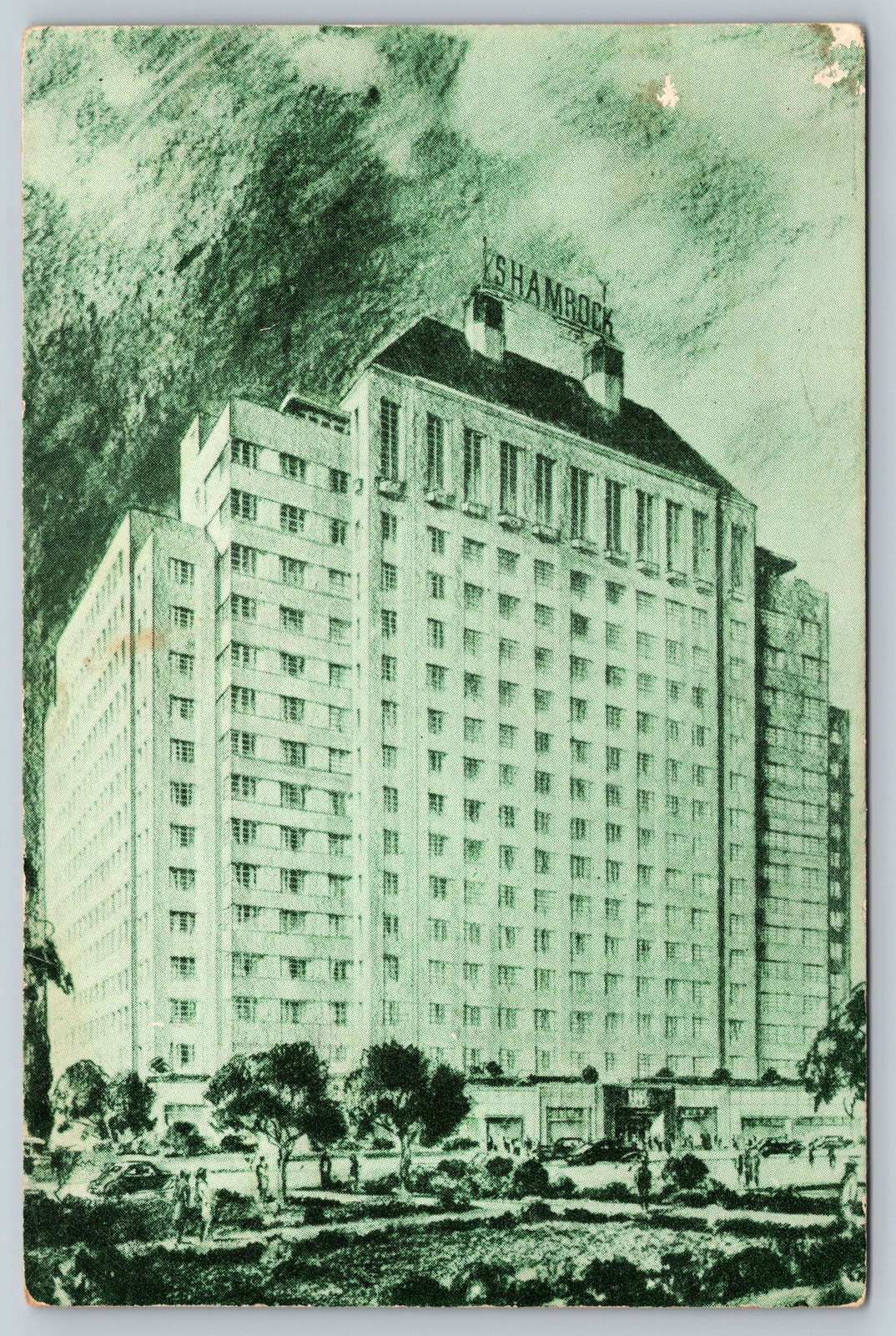 c1900s Shamrock Houston texas Magnificent Hotel Green Antique Postcard
