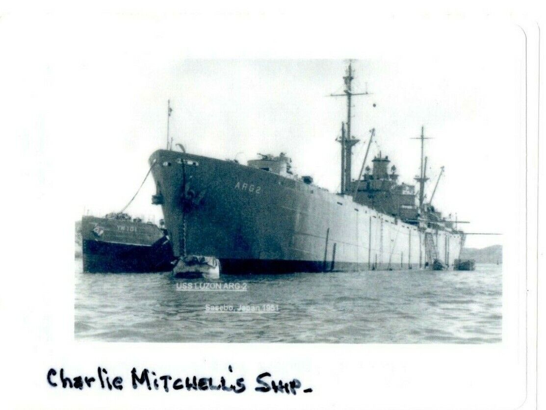 USS Luzon ARG2 Photo Sasebo Japan 1951 Along Side YW101 6\