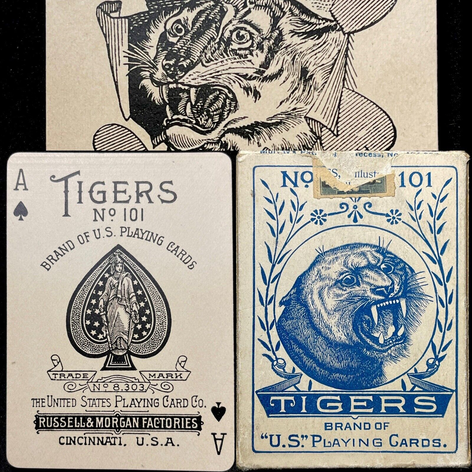 c1894 HIGH GRADE Russell & Morgan Antique Playing Cards Historic 52+ Joker Deck