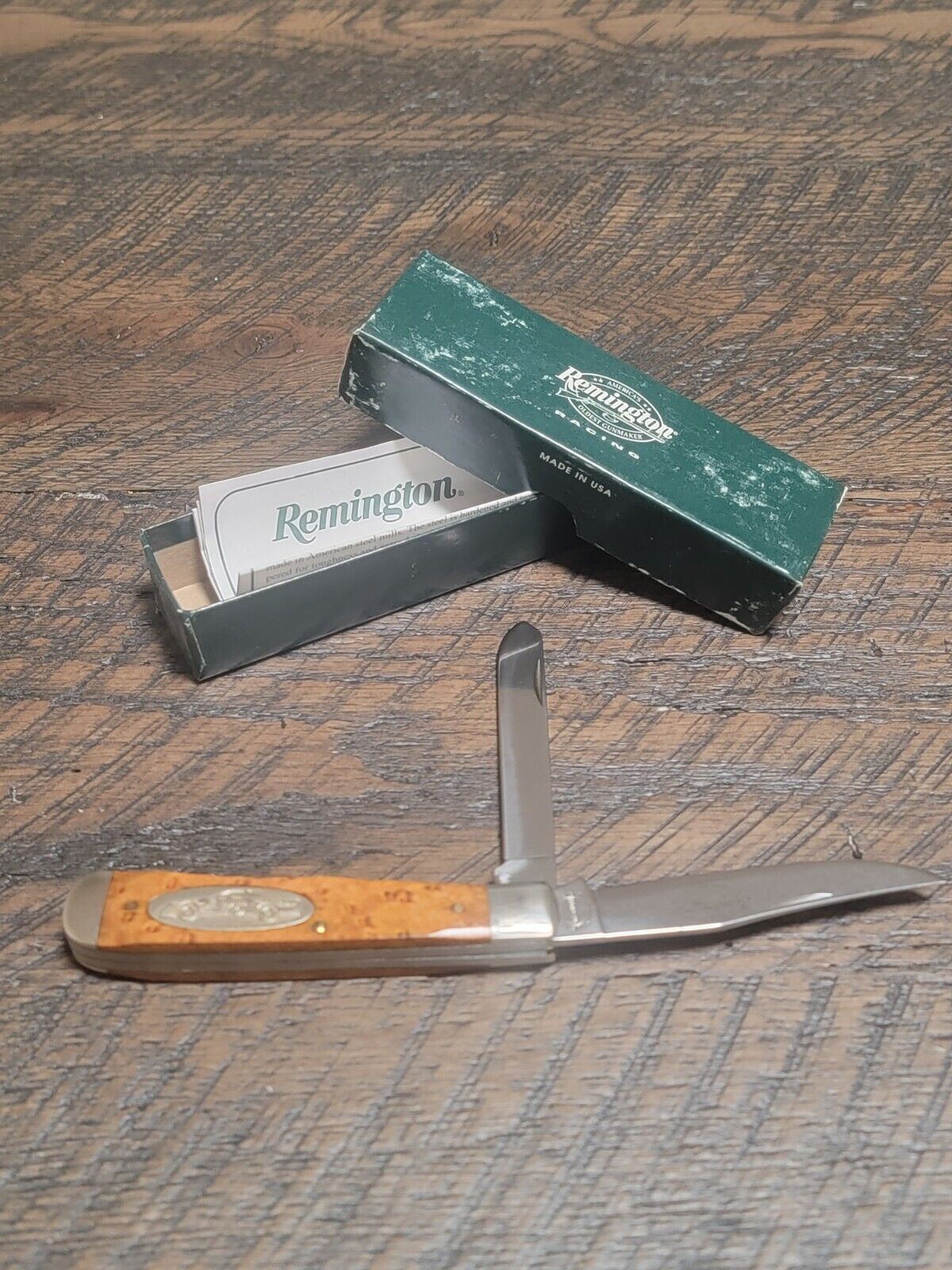 Vintage Remington R12 Lg Trapper Pocket Knife Nascar Racing #75 Maple H