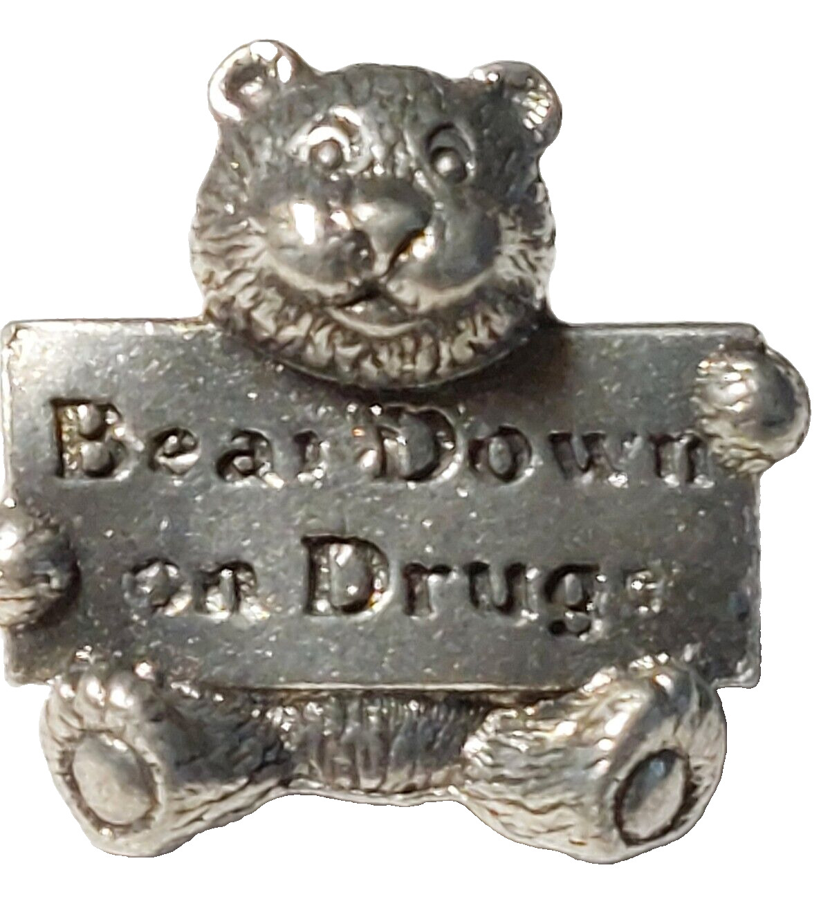 Bear Down on Drugs Silver Toned Lapel Pin