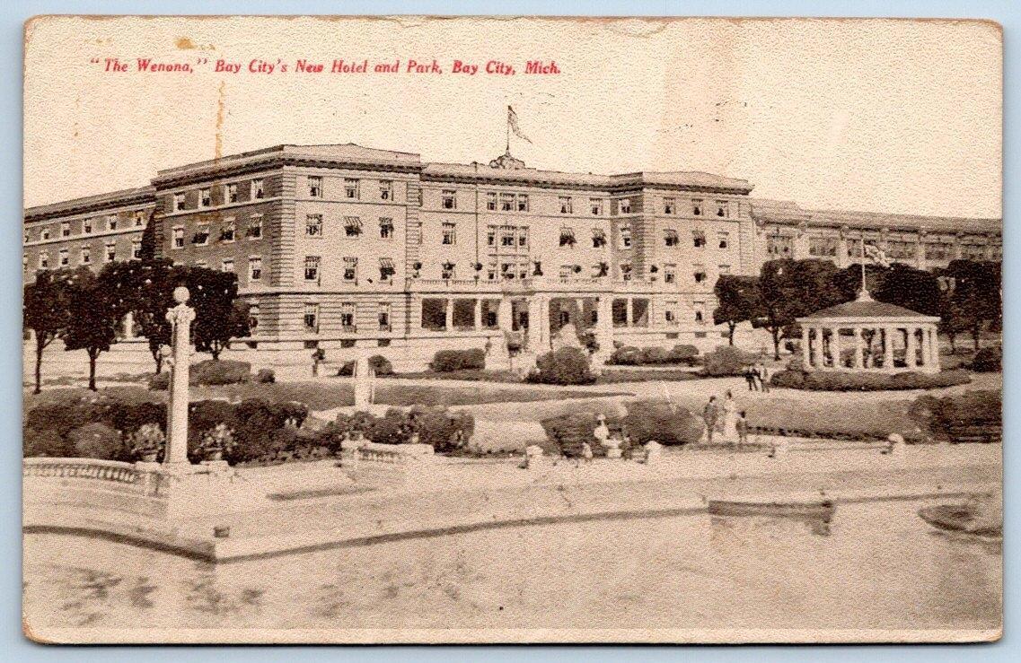 1908 BAY CITY MICHIGAN*THE NEW WENONA HOTEL & PARK*TOM JONES CINCINNATI POSTCARD