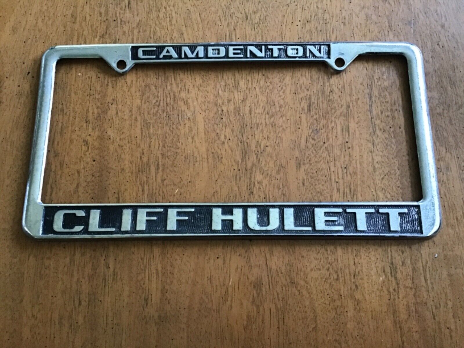 Cliff Hulett Camdenton License Plate Frame Dealership vintage 