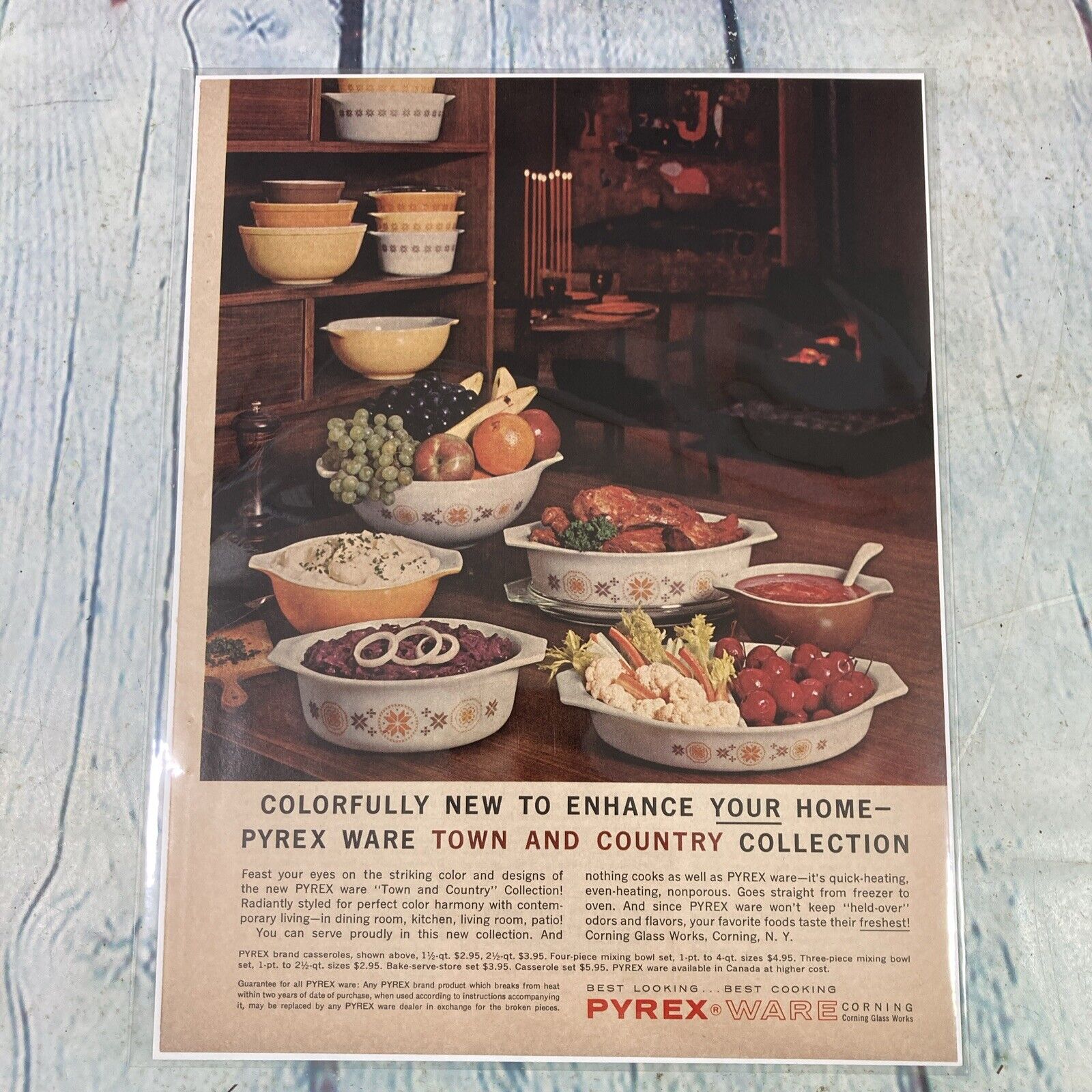 1963 Pyrex Ware Town and Country Vintage Print Ad/Poster Promo Art Kitchen