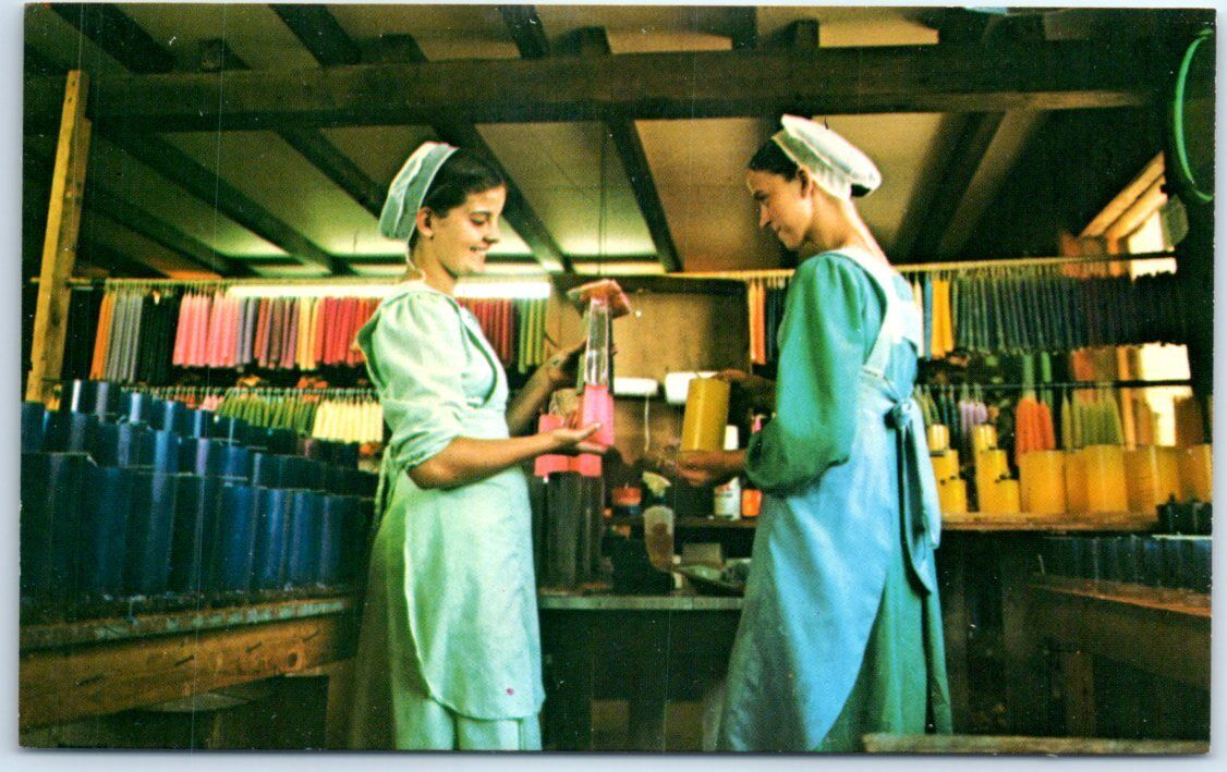Two Amish Girls at Work Making Candles at The Old Candle Barn, Pennsylvania