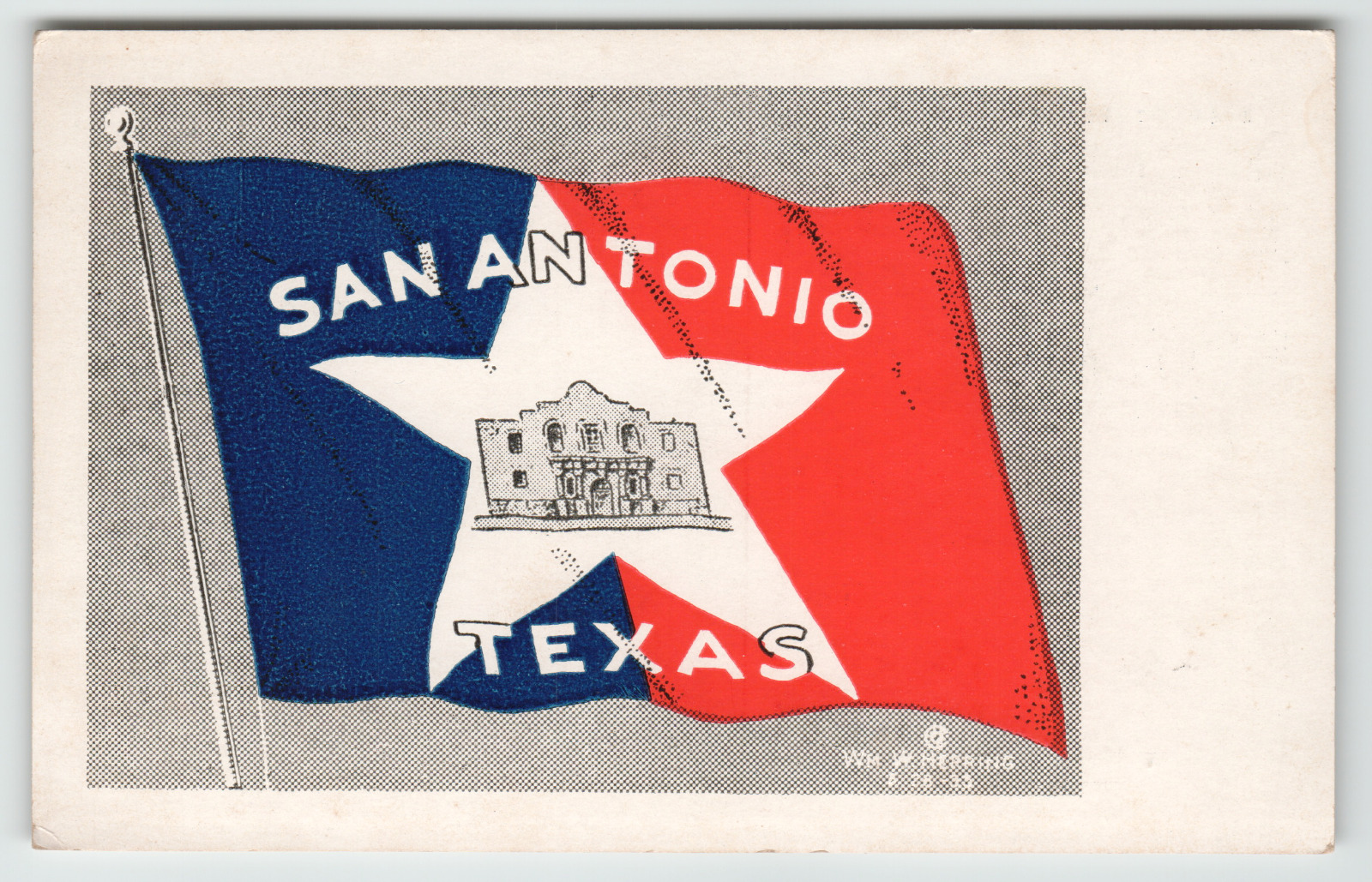 Postcard Vintage Large Image Flag of San Antonio, TX