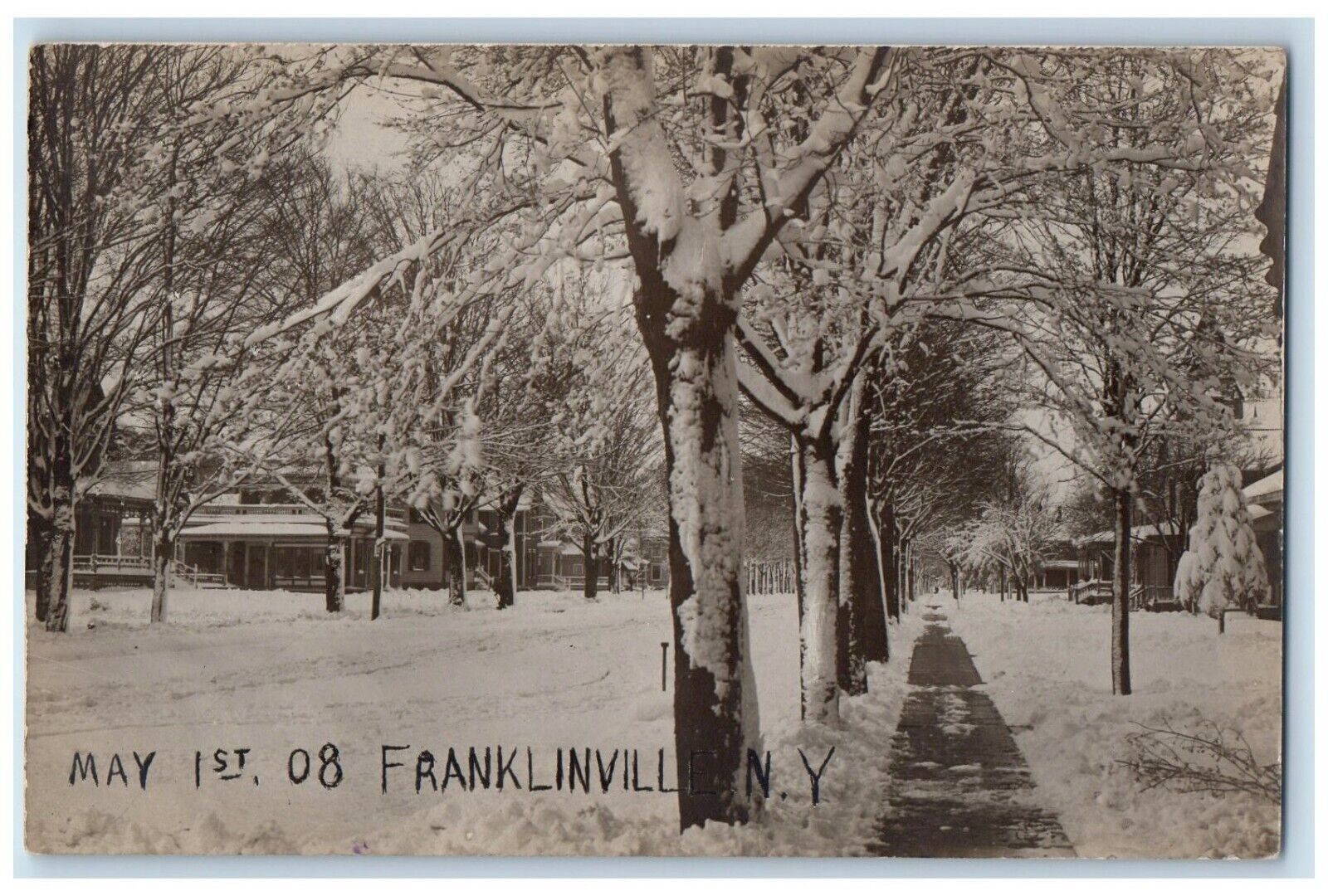 c1910's Scene Winter Snow At Franklinville New York NY RPPC Photo Postcard