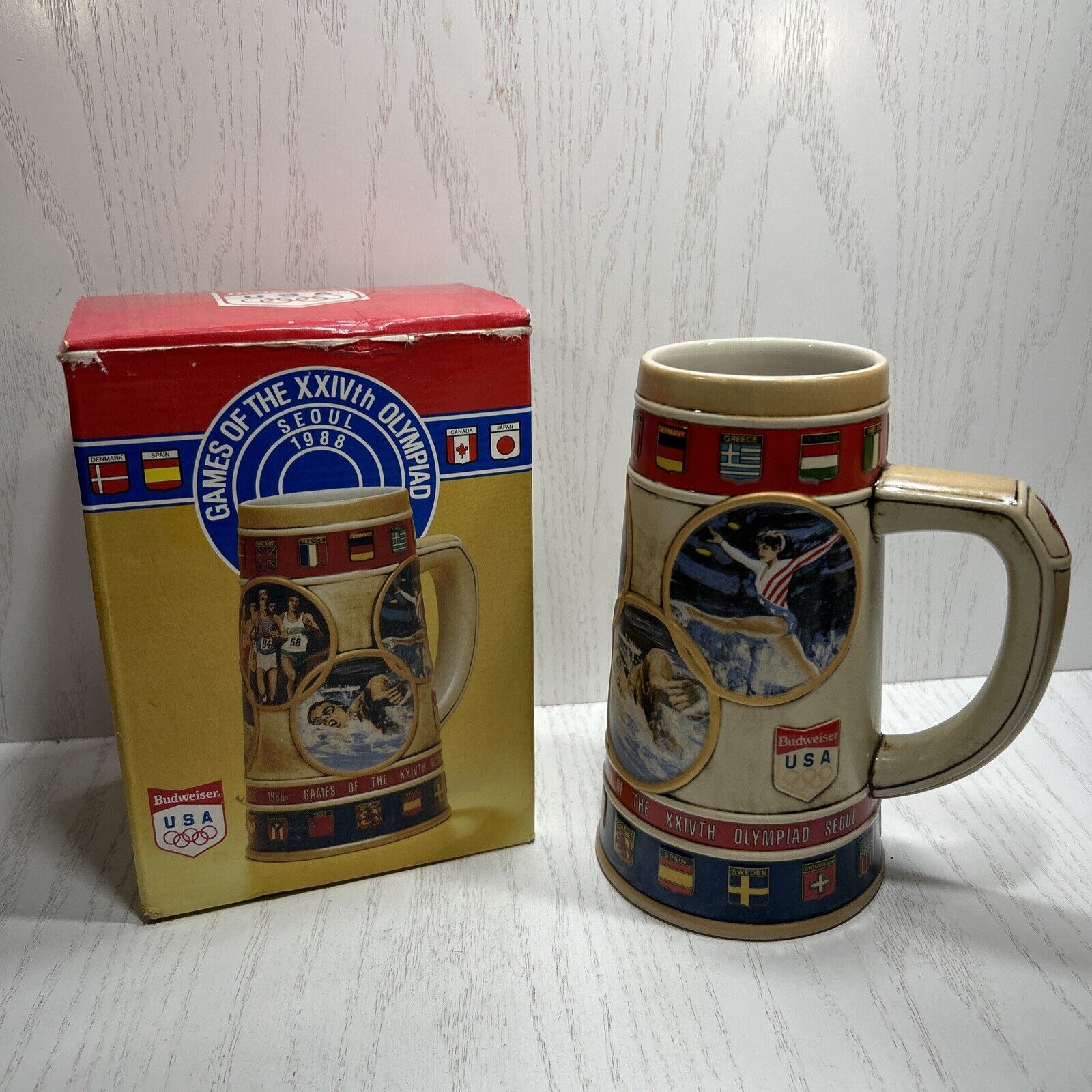 Anheuser-Busch Budweiser beer stein -1988 Seoul Olympics, commemorative Vintage