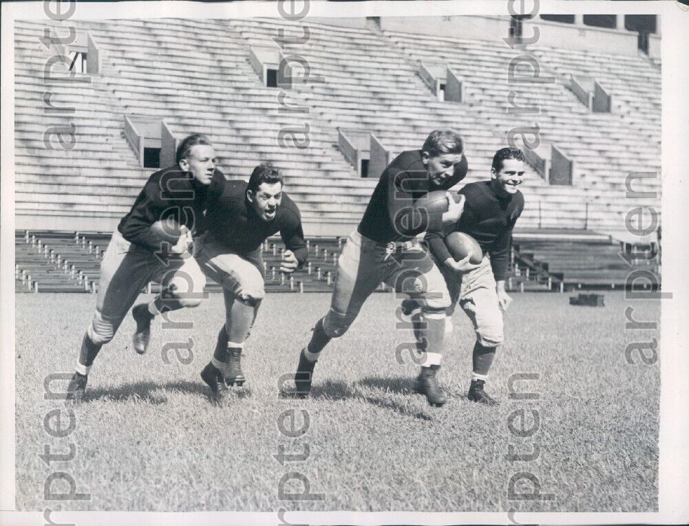 1937 Harvard University Crimson Football Starting Backfield Press Photo