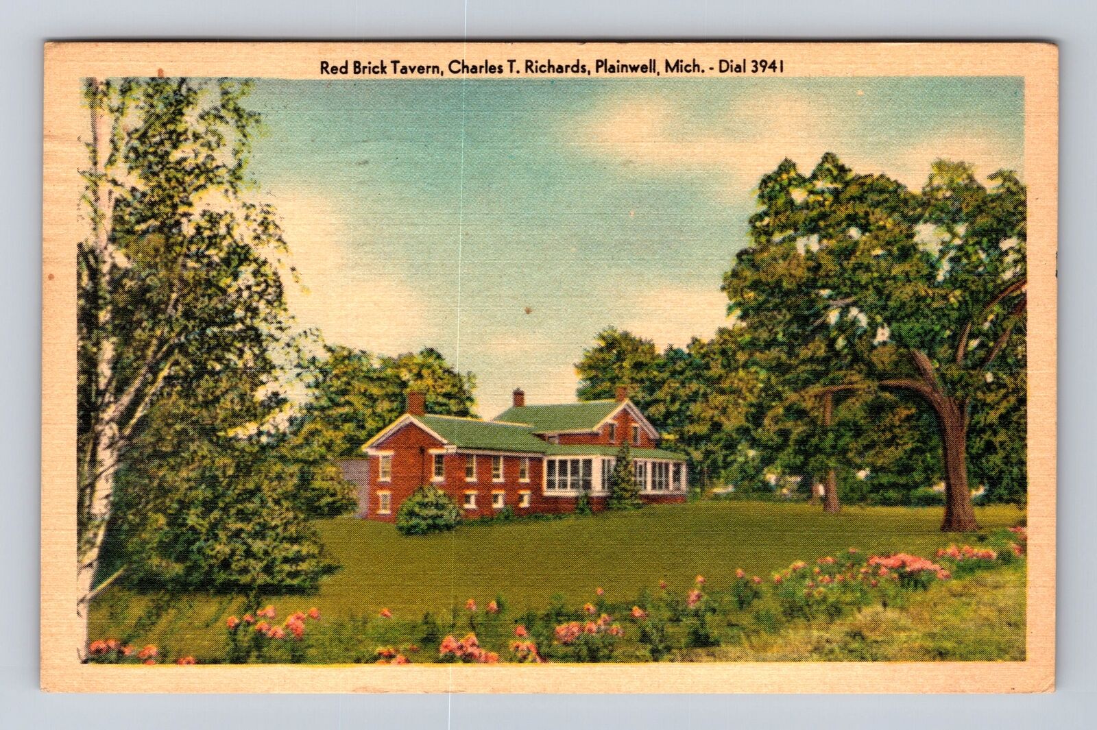 Plainwell MI-Michigan, Red Brick Tavern, Advertising, Antique Vintage Postcard