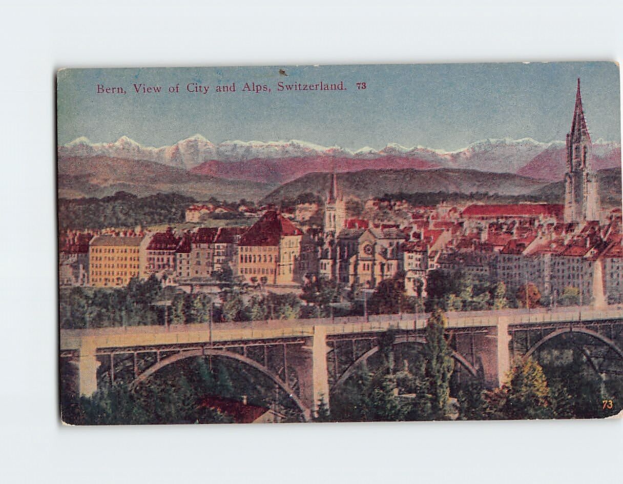 Postcard Bern View of City and Alps Bern Switzerland