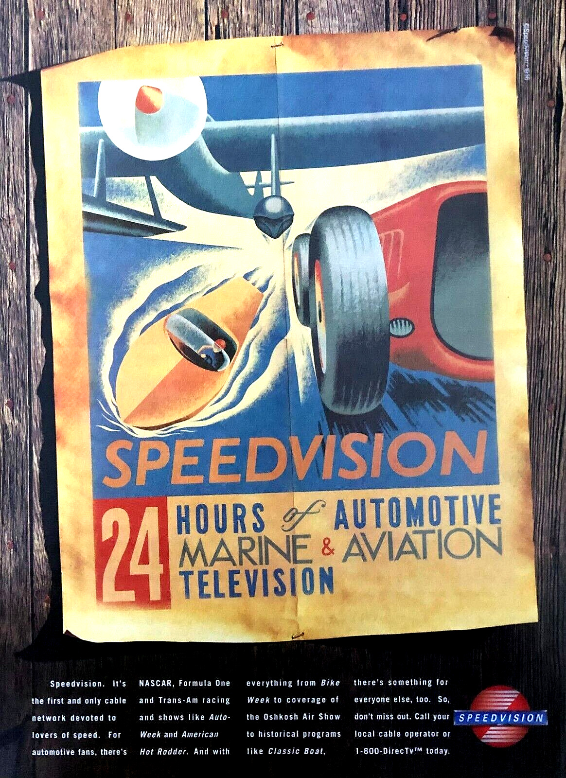 SPEEDVISION CABLE TELEVISION TV NETWORK—VINTAGE 1996 MAGAZINE PRINT AD