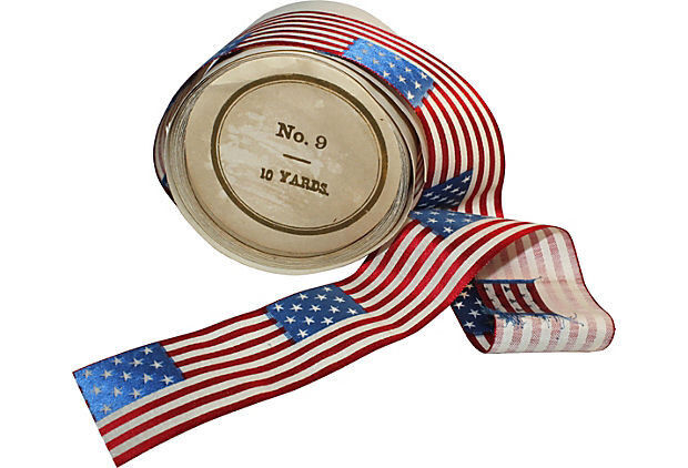 Vintage  Antique Silk/Cotton GAR Flag Ribbon Military Medals Quilting 1 1/2\