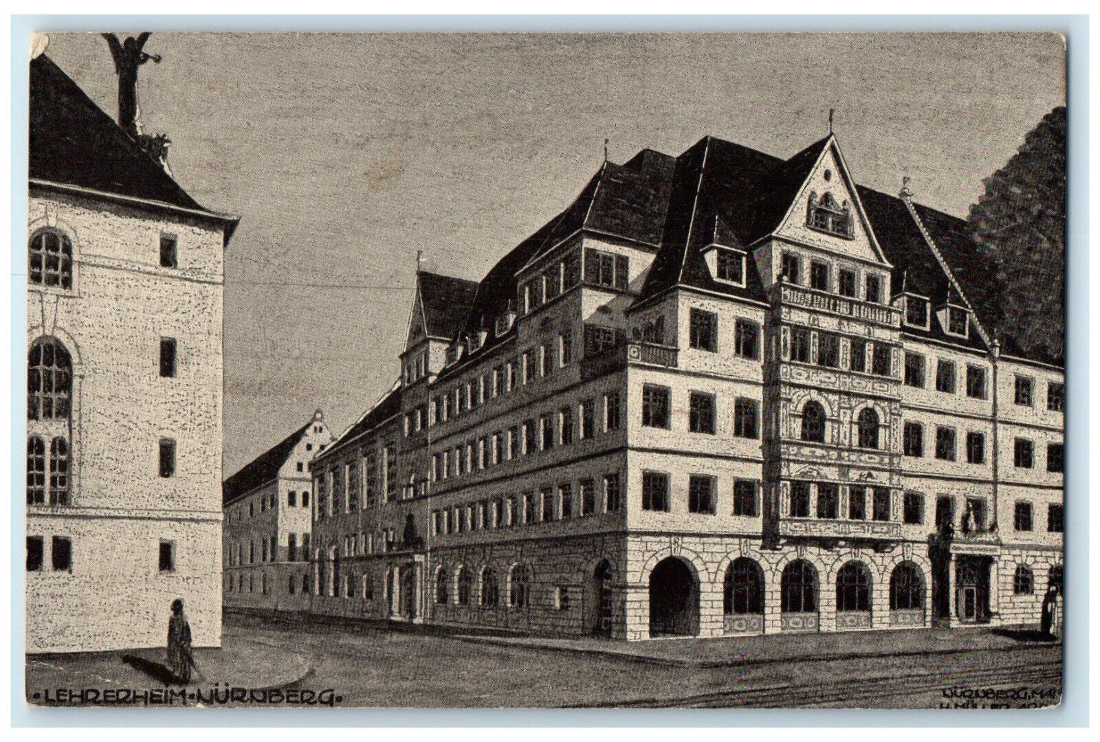 1919 Hotel Deutscher Hof Teacher\'s Home Nuremberg Germany Antique Postcard