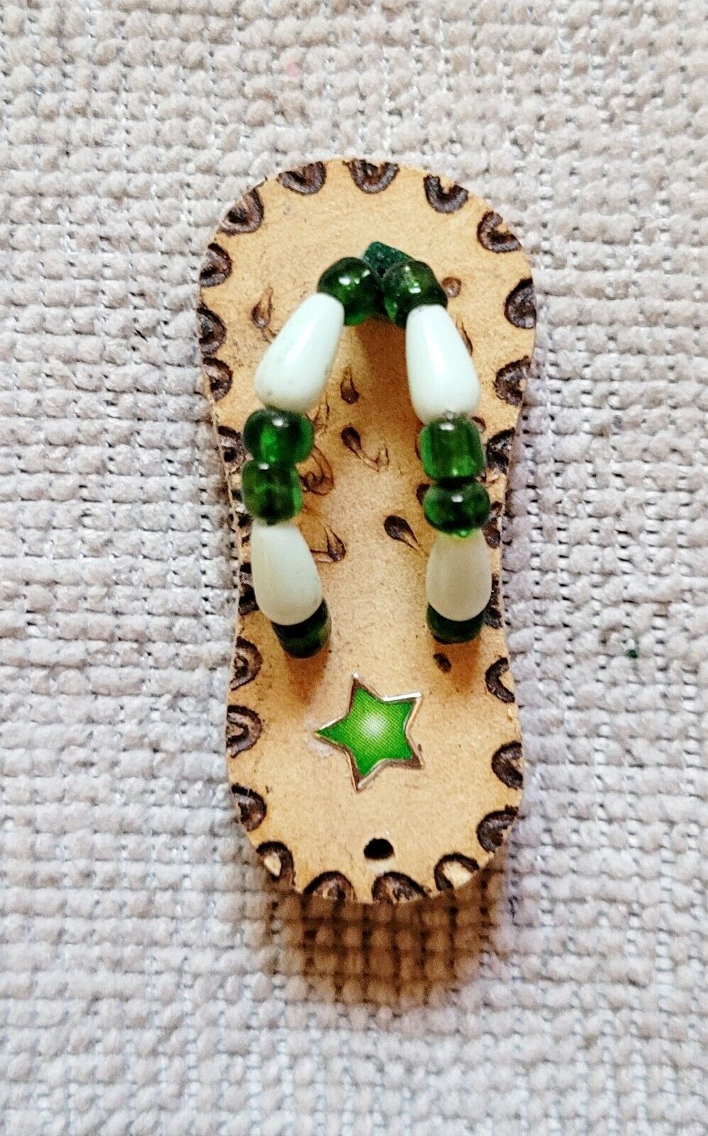 Flip Flop Beaded Refrigerator Magnet Novelty Beads Wood Handmade 