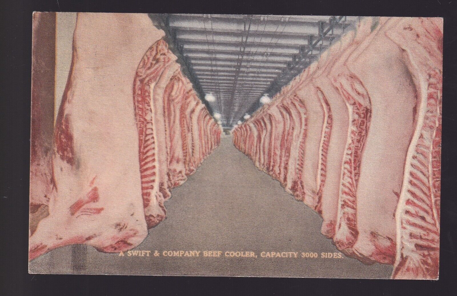 VTG Postcard 1934, Sides of Beef, Swift & Company Meat Cooler