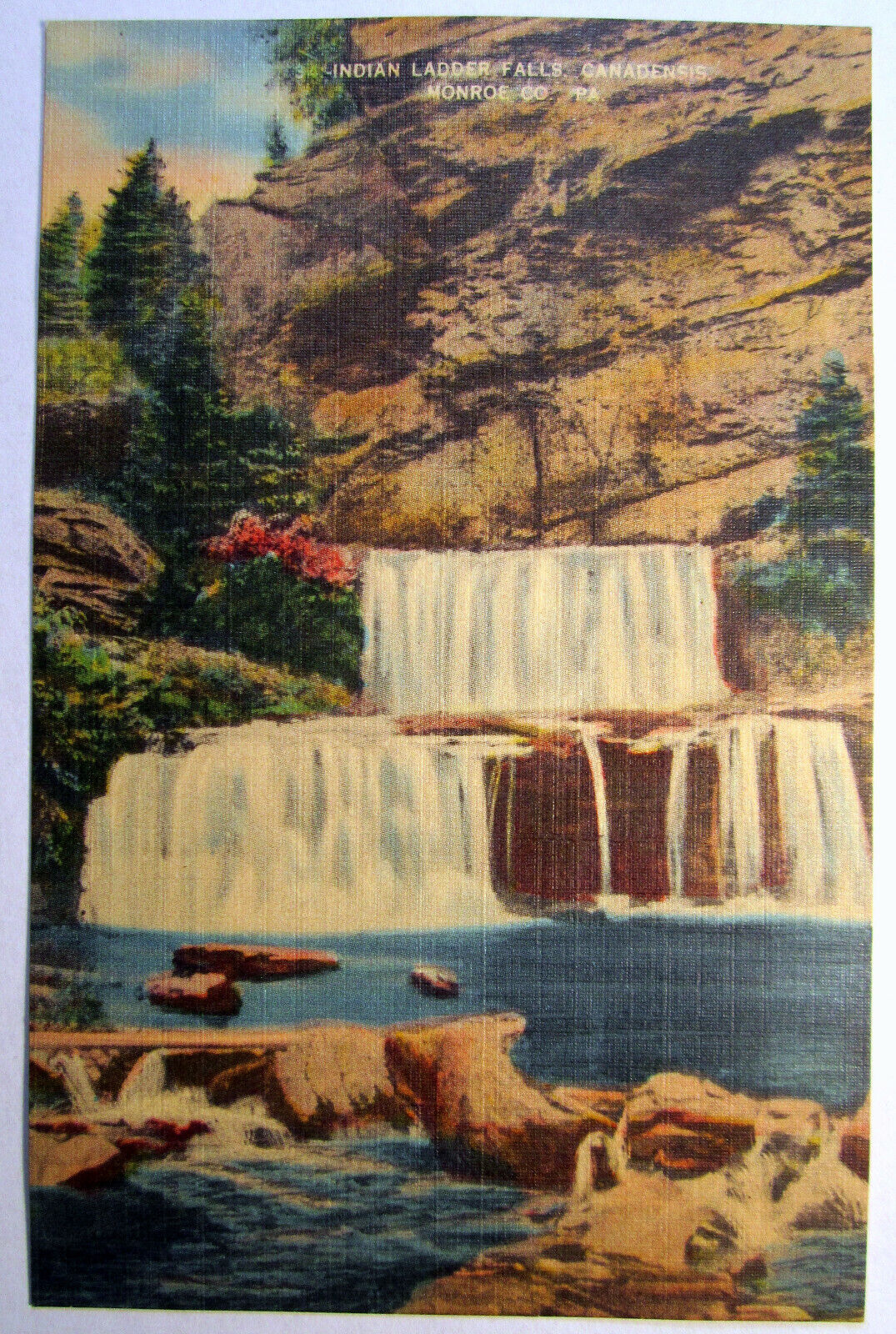 Postcard Canadensis PA Indian Ladder Falls Vintage Card Stroudsburg Glass 2335