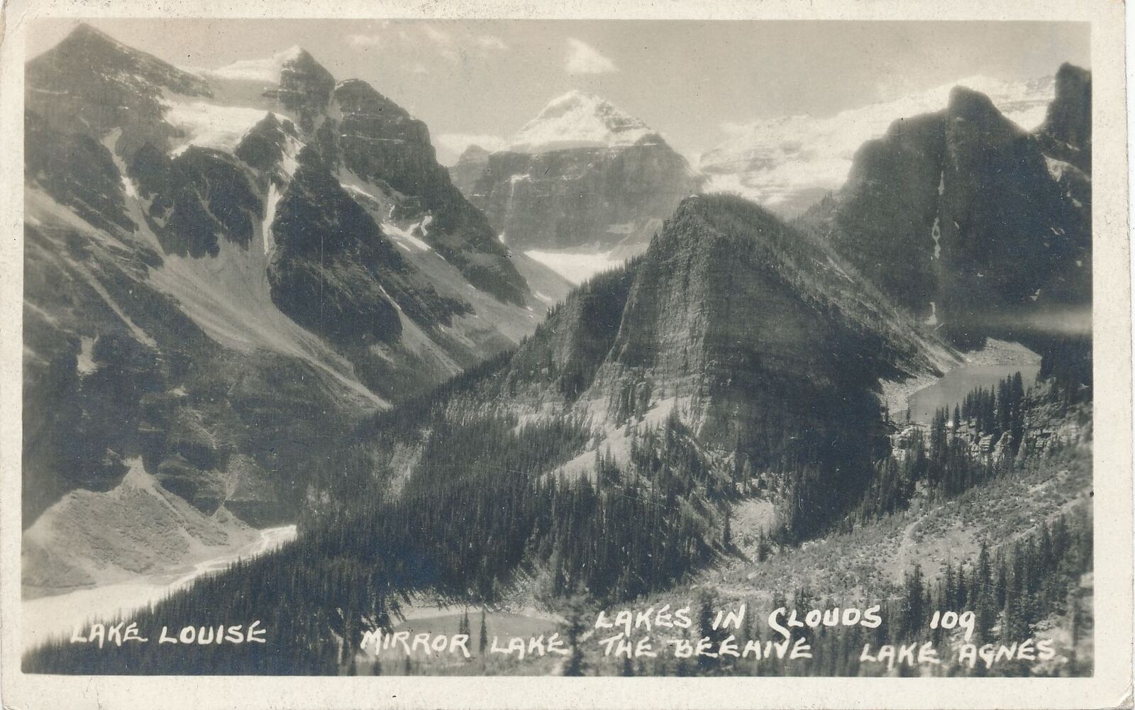 LAKE LOUISE AB - Lakes In Clouds Real Photo Postcard rppc