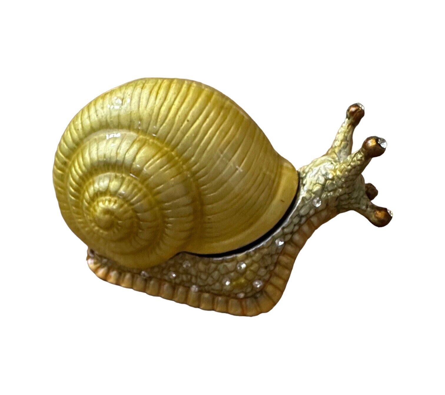 Marsachii Jeweled Enamel Snail Trinket Box With Original Box Signed