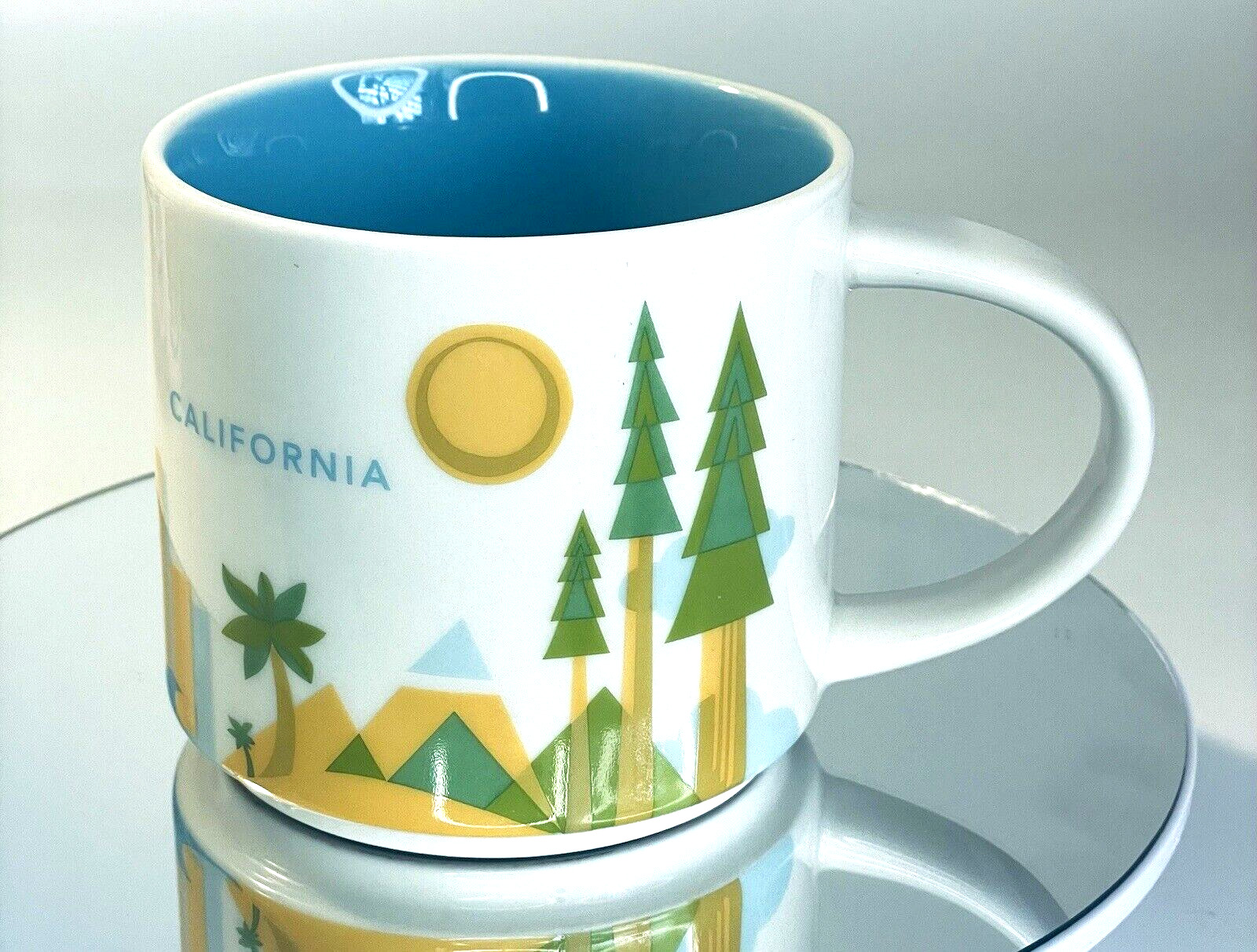 STARBUCKS You are Here California 2014 Coffee Cup 14 oz.  Mug Blue Inside