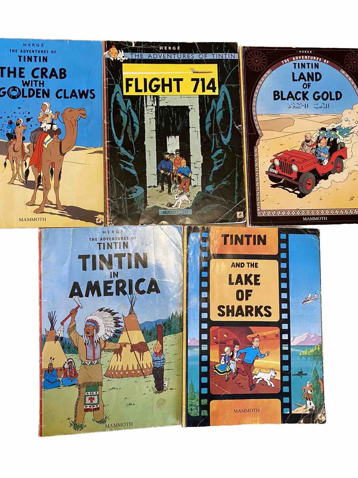 The Adventures of Tintin Herge Lot 5 America Sharks Black Gold Flight 714 Crab