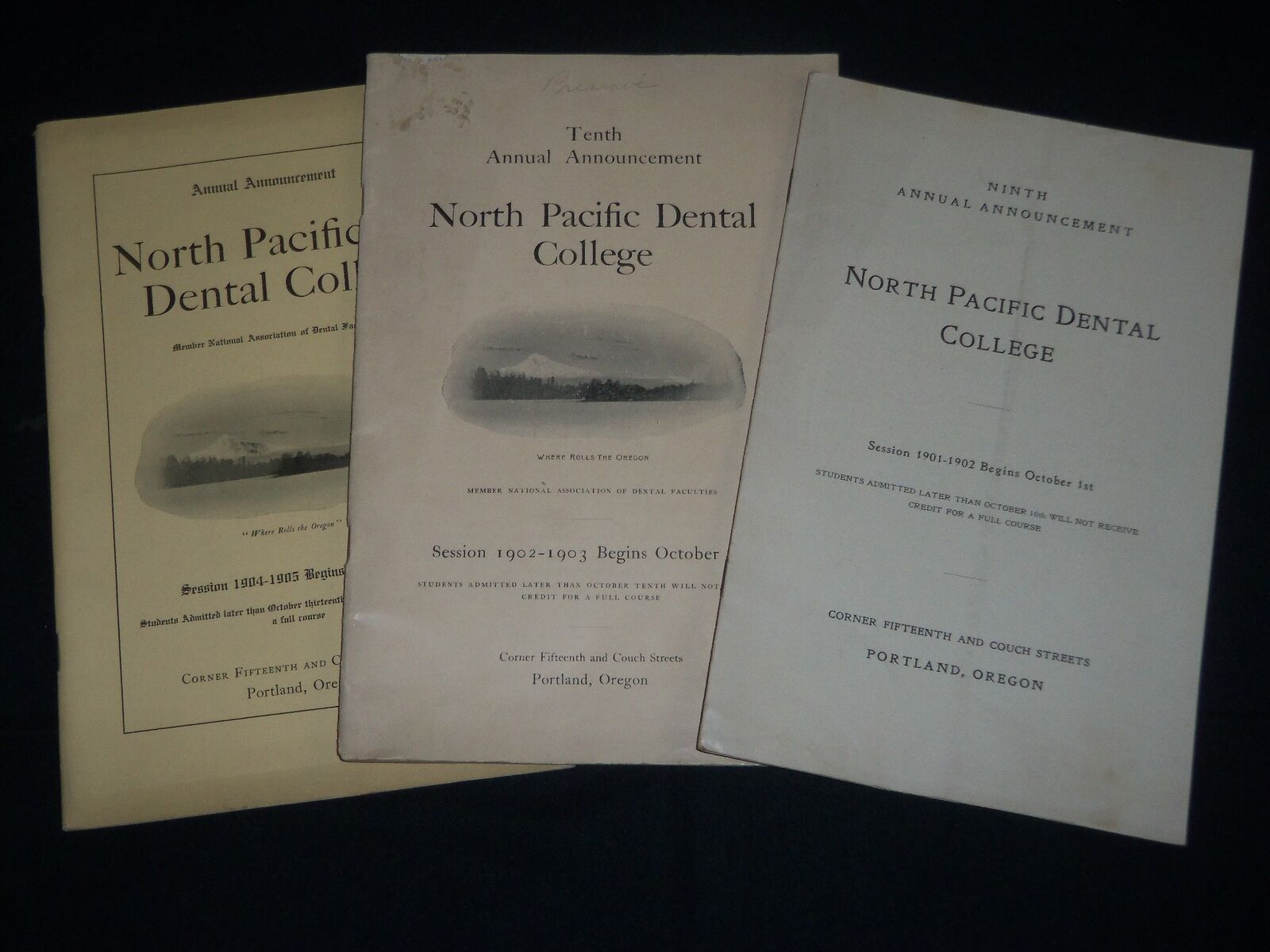 1901-1905 NORTH PACIFIC DENTAL COLLEGE ANNUALS LOT OF 4 - PORTLAND OR - J 3844