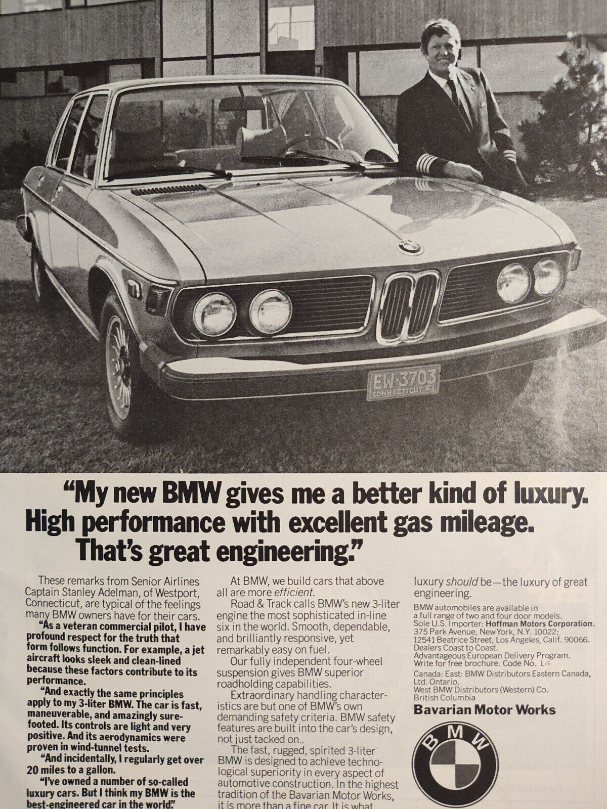1974 Esquire Original Art Ad Advertisement BMW 3 Liter A Better Kind of Luxury