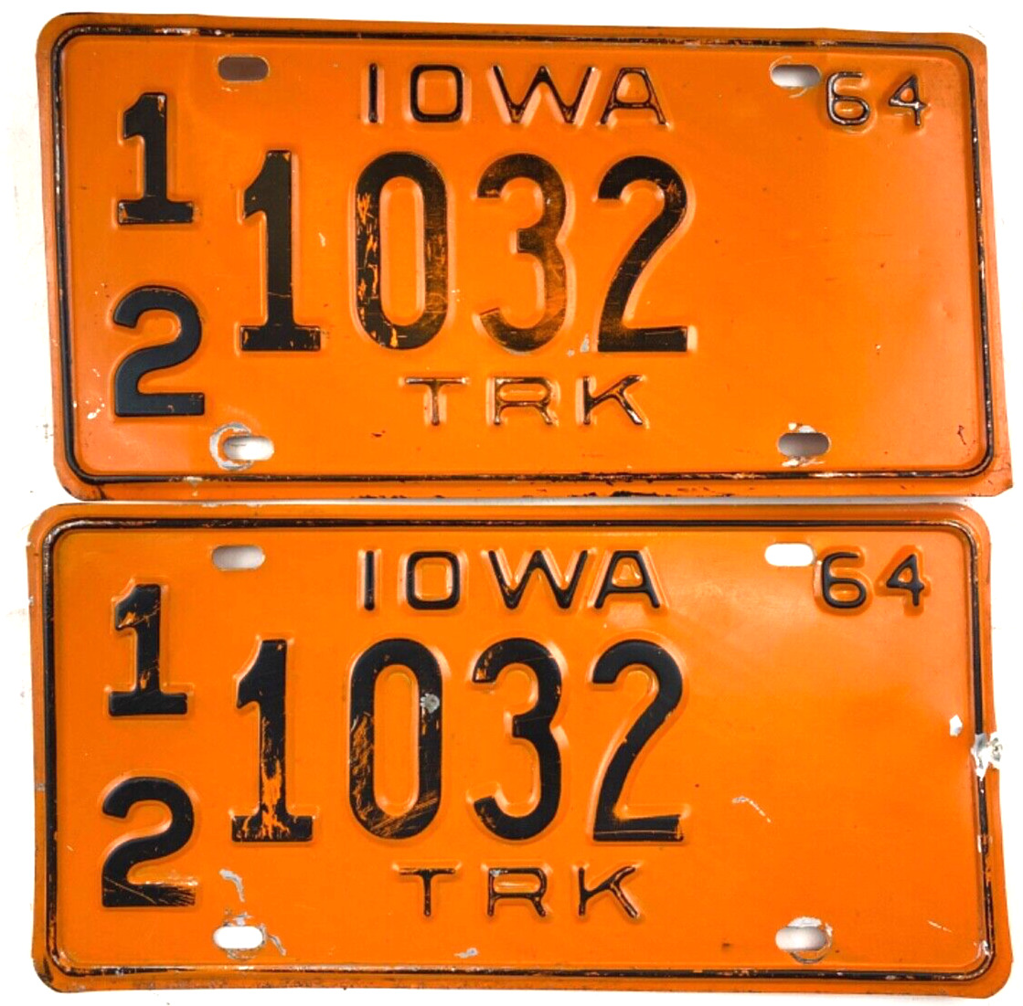 Iowa Truck 1964 Old License Plate Set Butler Co. Man Cave Decor Wall Collector