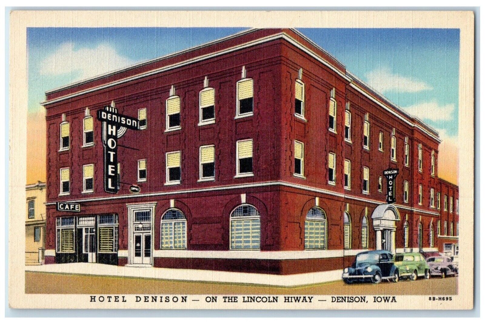 c1930\'s Hotel Denison On The Lincoln Highway Denison Iowa IA Vintage Postcard