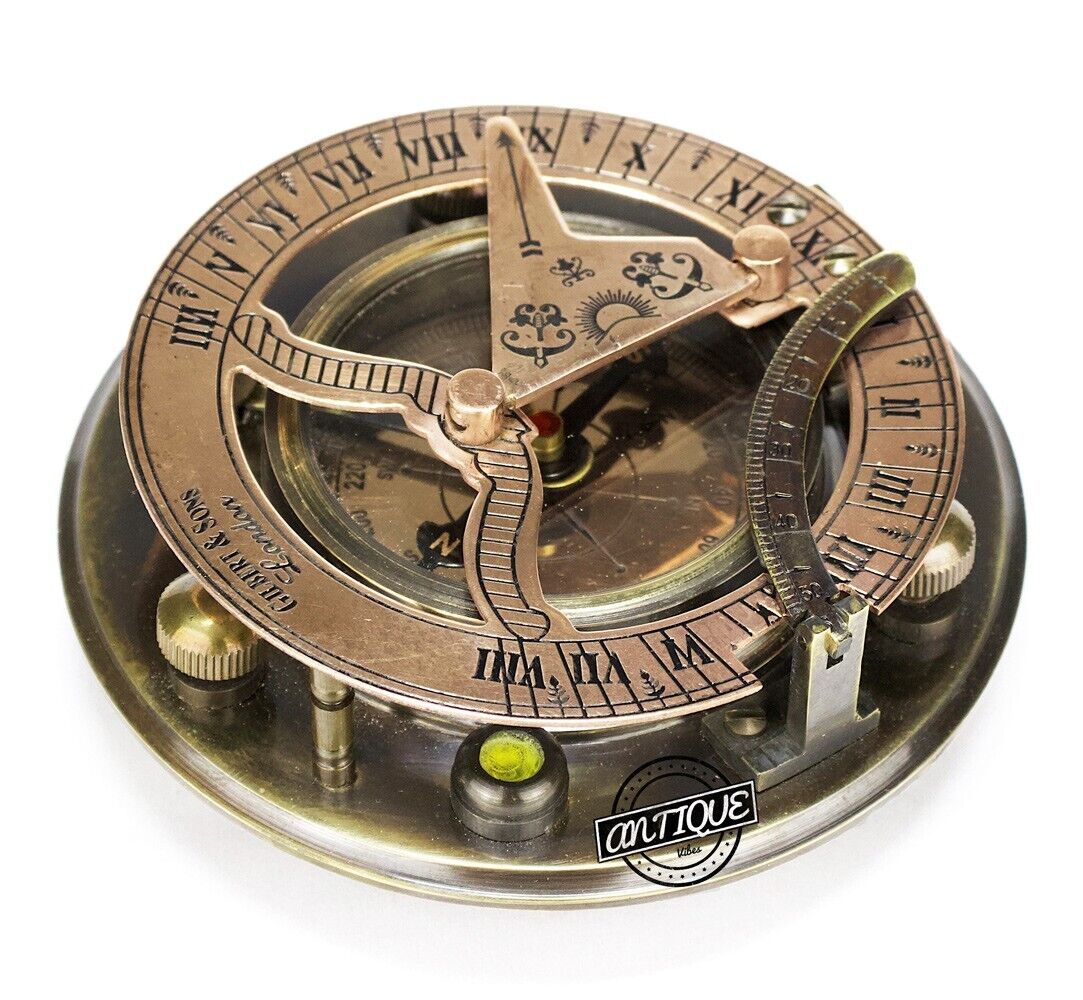Sundial Compass Gilbert Brass Antique Sons Nautical London Vintage 3.5\