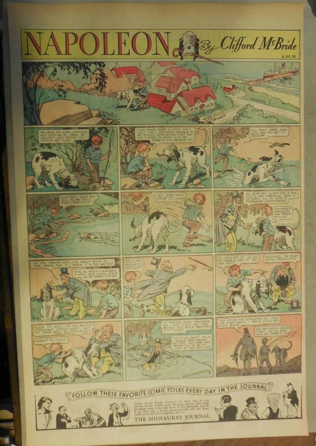 Napoleon the Dog Sunday by Clifford McBride from 4/23/1933 Full Page Size 