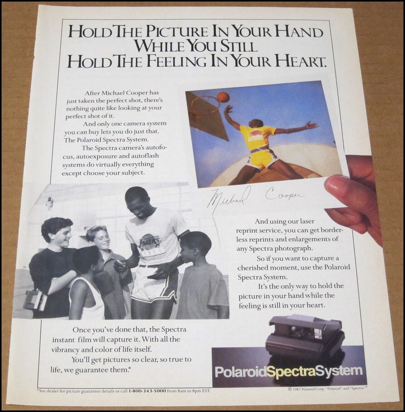 1988 Michael Cooper Polaroid Camera Print Ad Advertisement Los Angeles Lakers