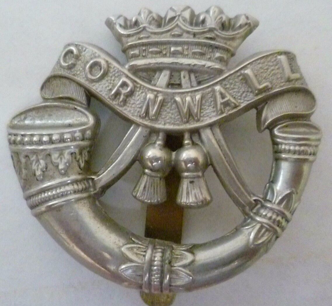 Duke of Cornwall's Light Infantry Regiment Cap Badge White Metal ANTIQUE Org