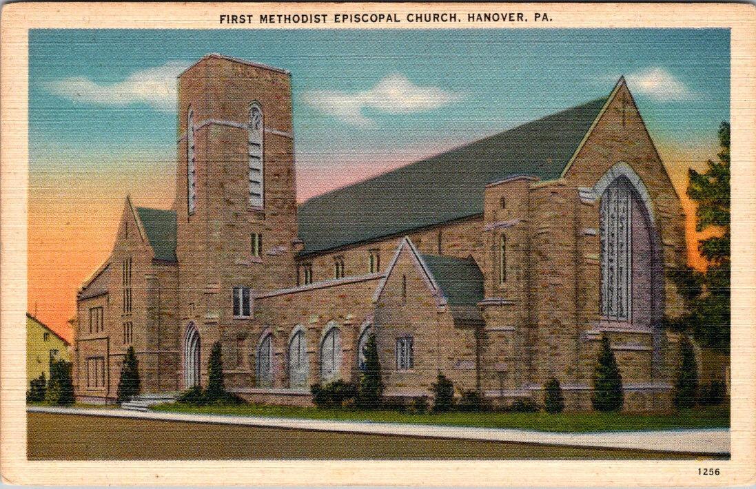 Hanover, PA Pennsylvania  FIRST METHODIST EPISCOPAL CHURCH  ca1940\'s Postcard