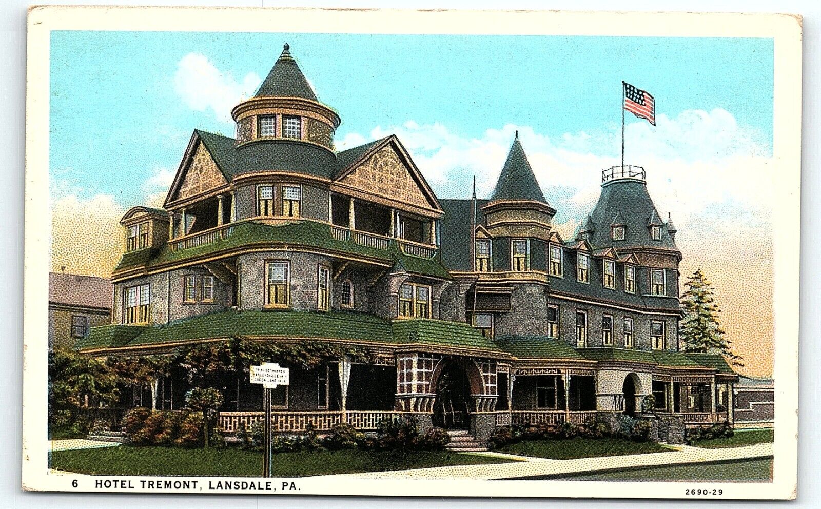 c1910 LANSDALE PA HOTEL TREMONT STREET VIEW UNPOSTED POSTCARD P3942