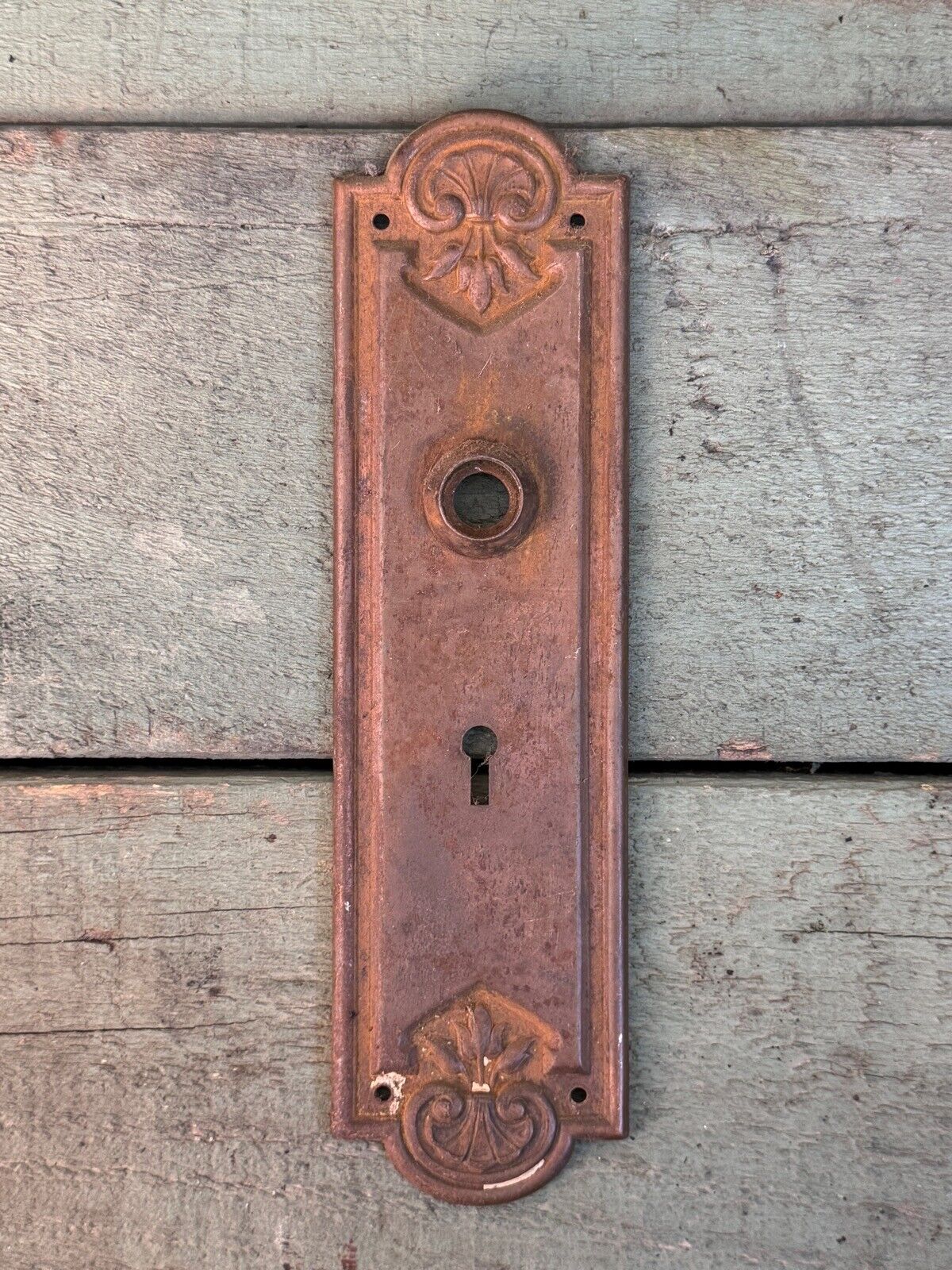 Vintage c.1920\'s Victorian Art Deco Pressed Tin Door Handle Plate Restoration 