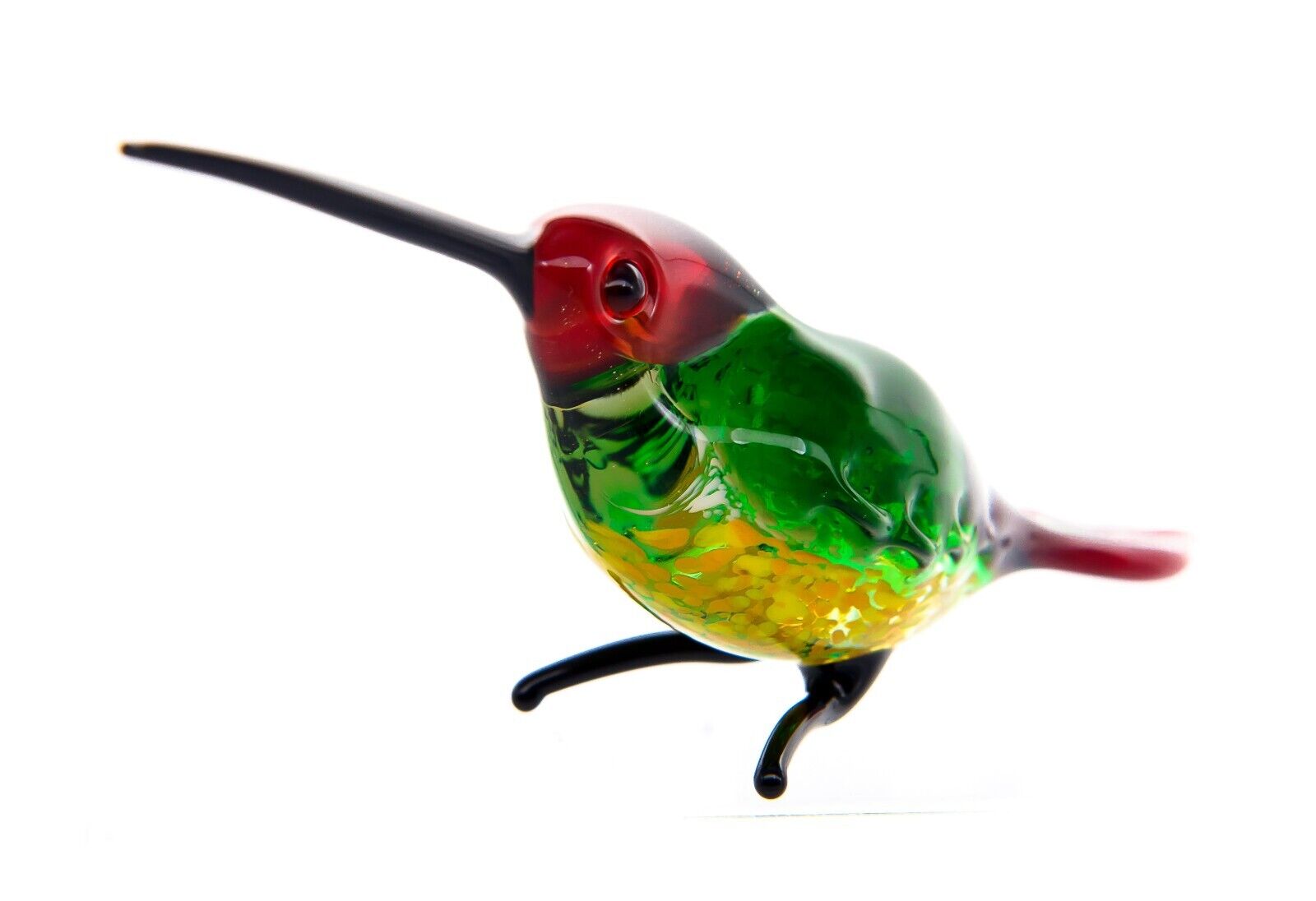 Hummingbird Hand Blown Art Glass Figurine Murano Handmade Miniature Bird