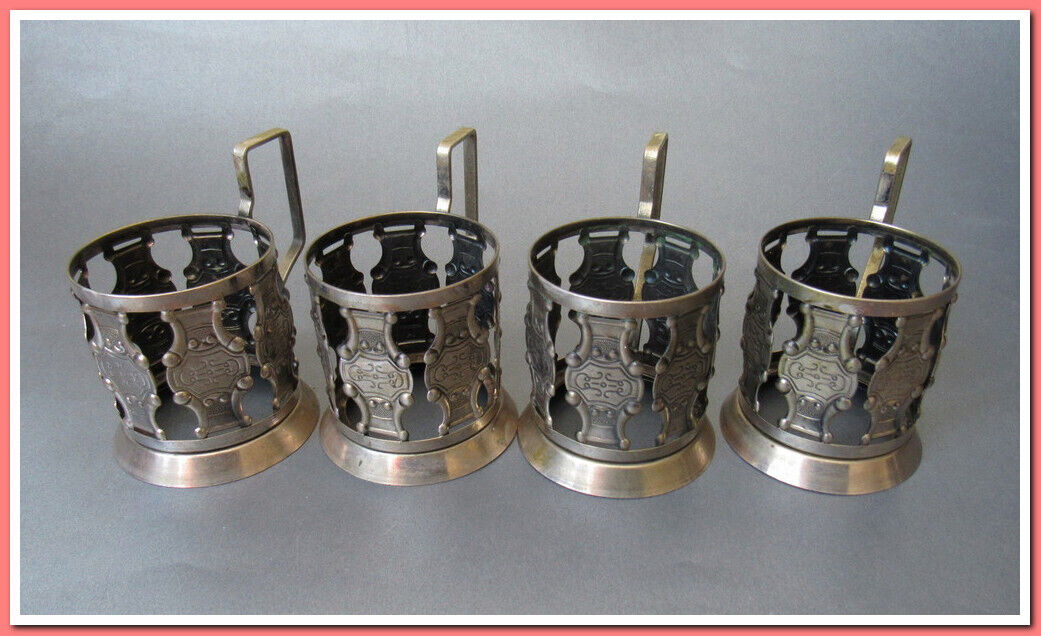 4 pieces Vintage 1960\'s USSR PODSTAKANNIK MELCHIOR Russian Tea Glass Holder #172