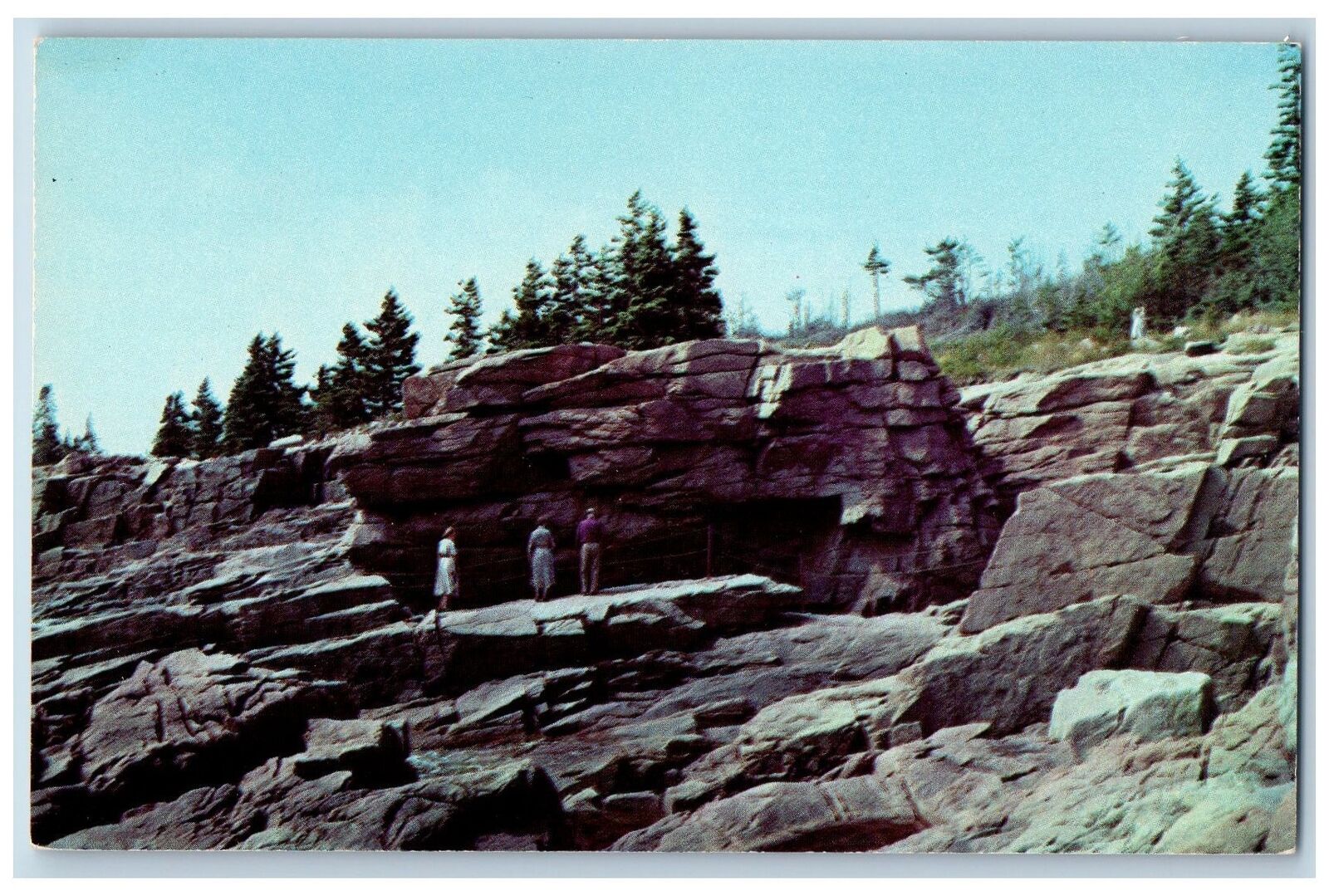 c1950\'s Thunder Hole Along Ocean Drive National Park Mount Desert Maine Postcard