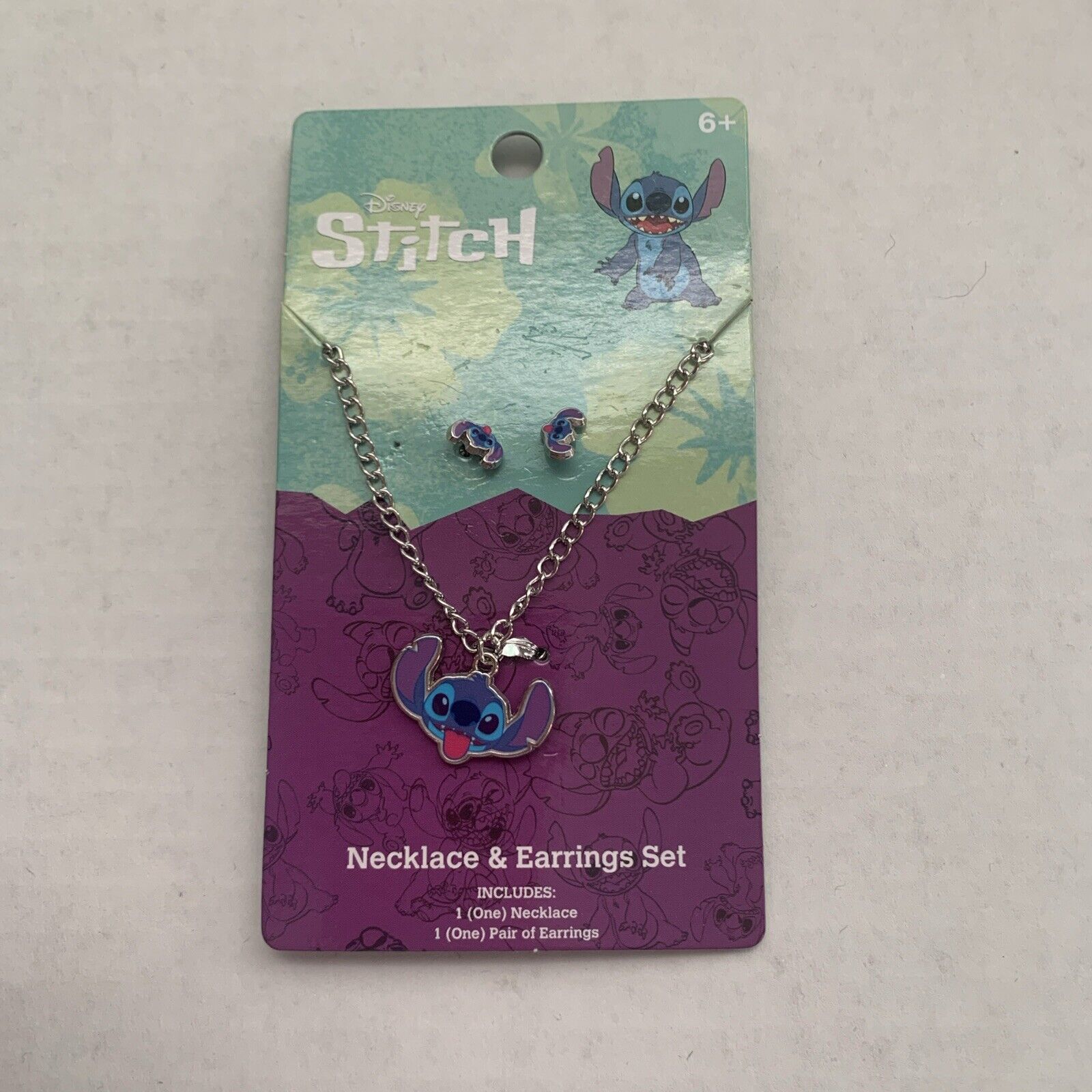 Disney Stitch Necklace And Earrings Set.  For Ages 6 Plus Brand New