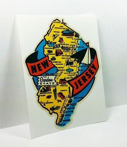 New Jersey Garden State Vintage Style Travel Decal / Vinyl Sticker,Luggage Label