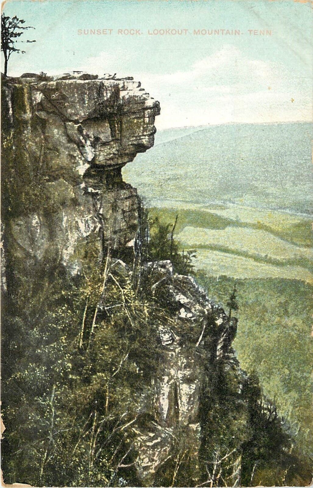 c1907 Printed Postcard, Sunset Rock Cliff, Lookout Mountain TN Unposted
