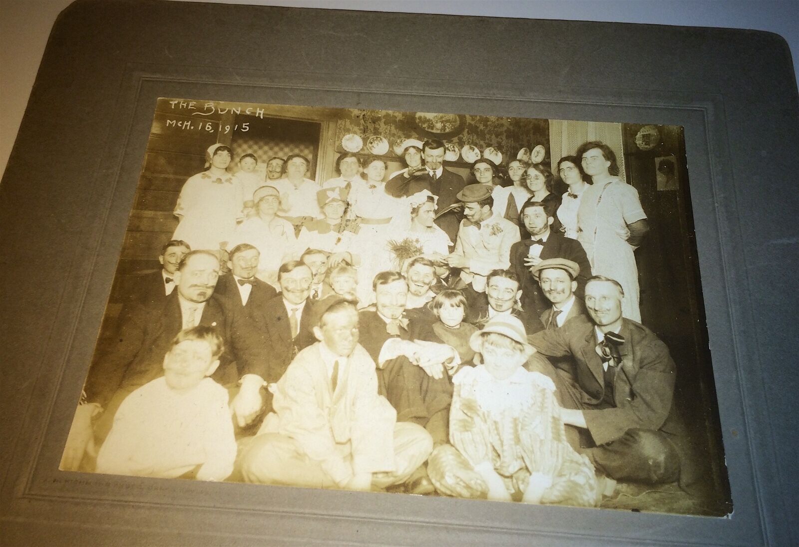 Antique C.1915 American The Bunch Wild Group of Comical Characters Cabinet Photo